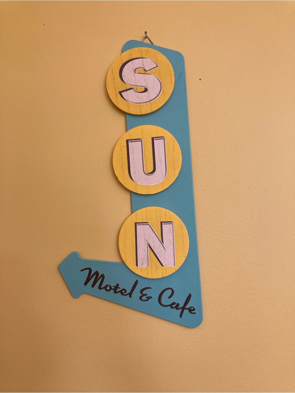 Motel & Cafe Wall Sign - Blue and Yellow New